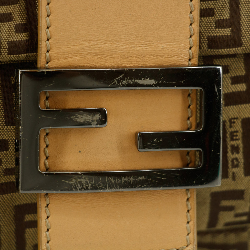 Fendi Zucchino Canvas Beige Shoulder Bag #9235