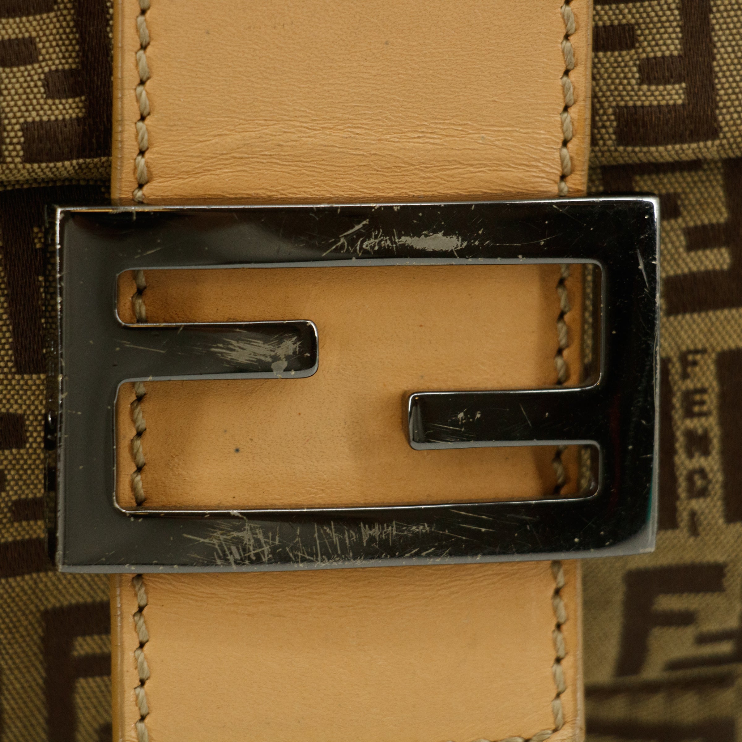 Fendi Zucchino Canvas Beige Shoulder Bag #9235