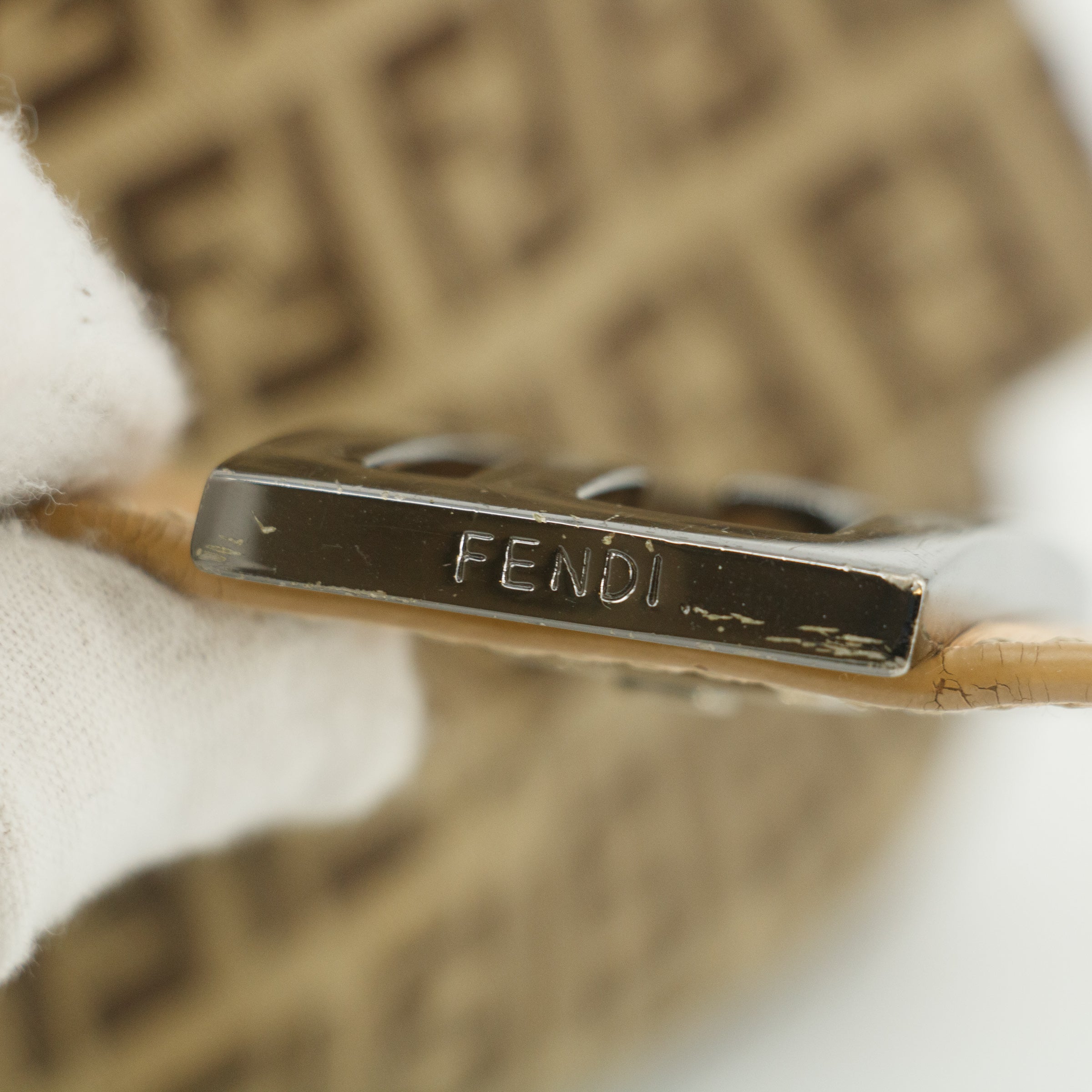 Fendi Zucchino Canvas Beige Shoulder Bag #9235