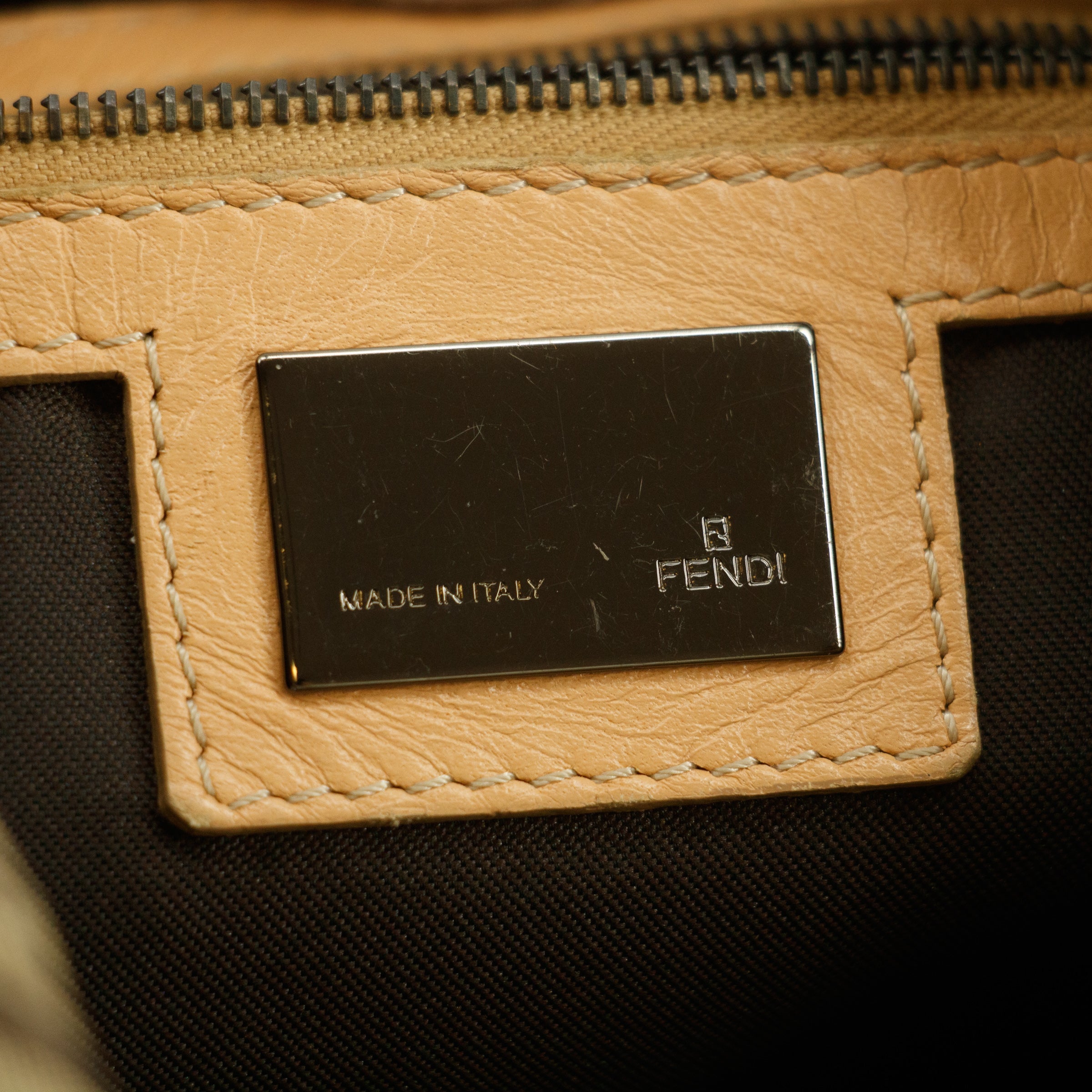 Fendi Zucchino Canvas Beige Shoulder Bag #9235