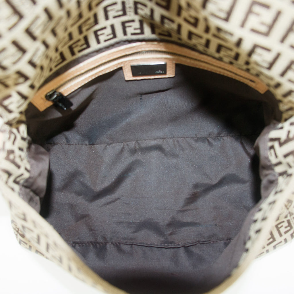 Fendi Zucchino Canvas Beige Shoulder Bag #9235