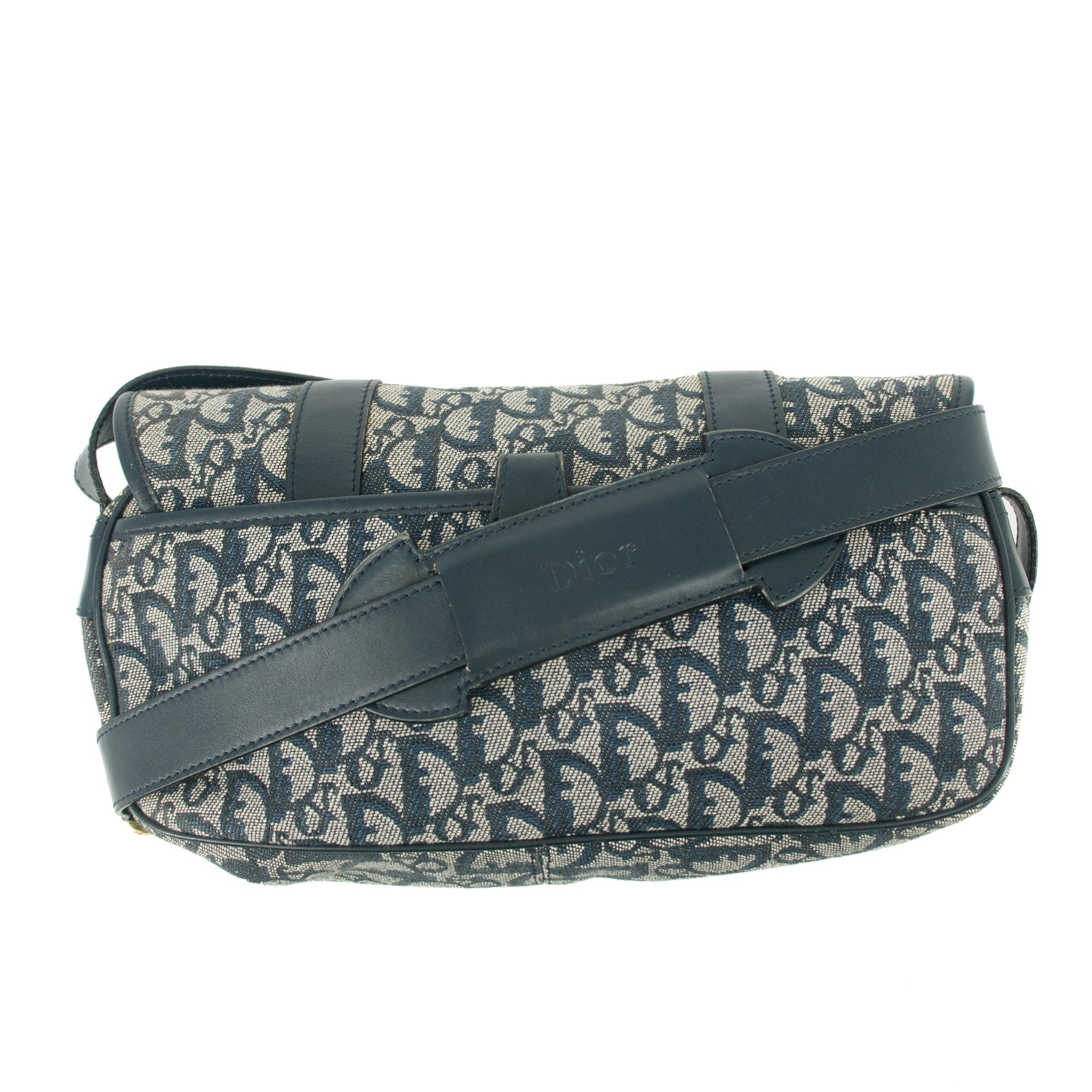 Christian Dior Blue Trotter Canvas Oblique Shoulder Bag #9241