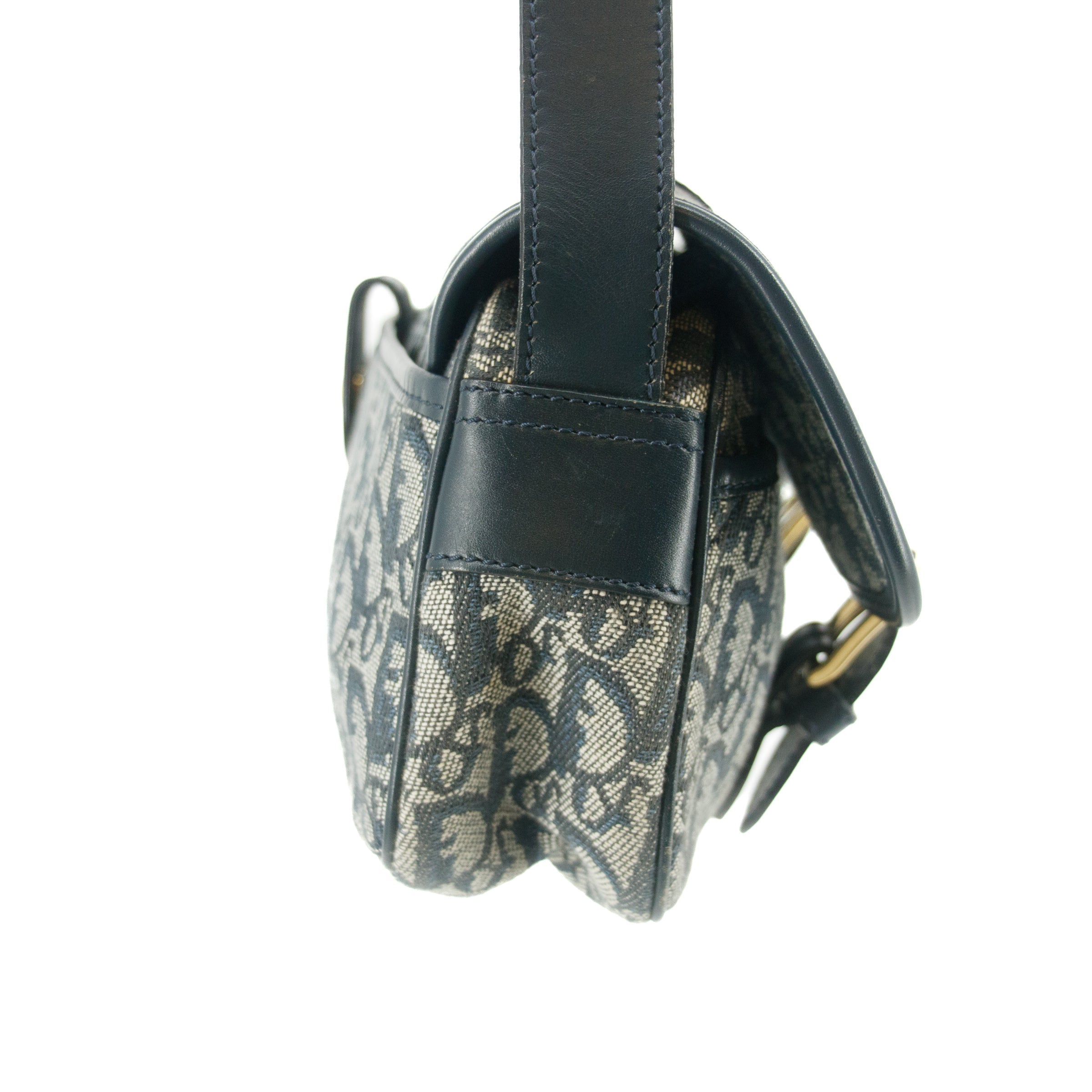 Christian Dior Blue Trotter Canvas Oblique Shoulder Bag #9241