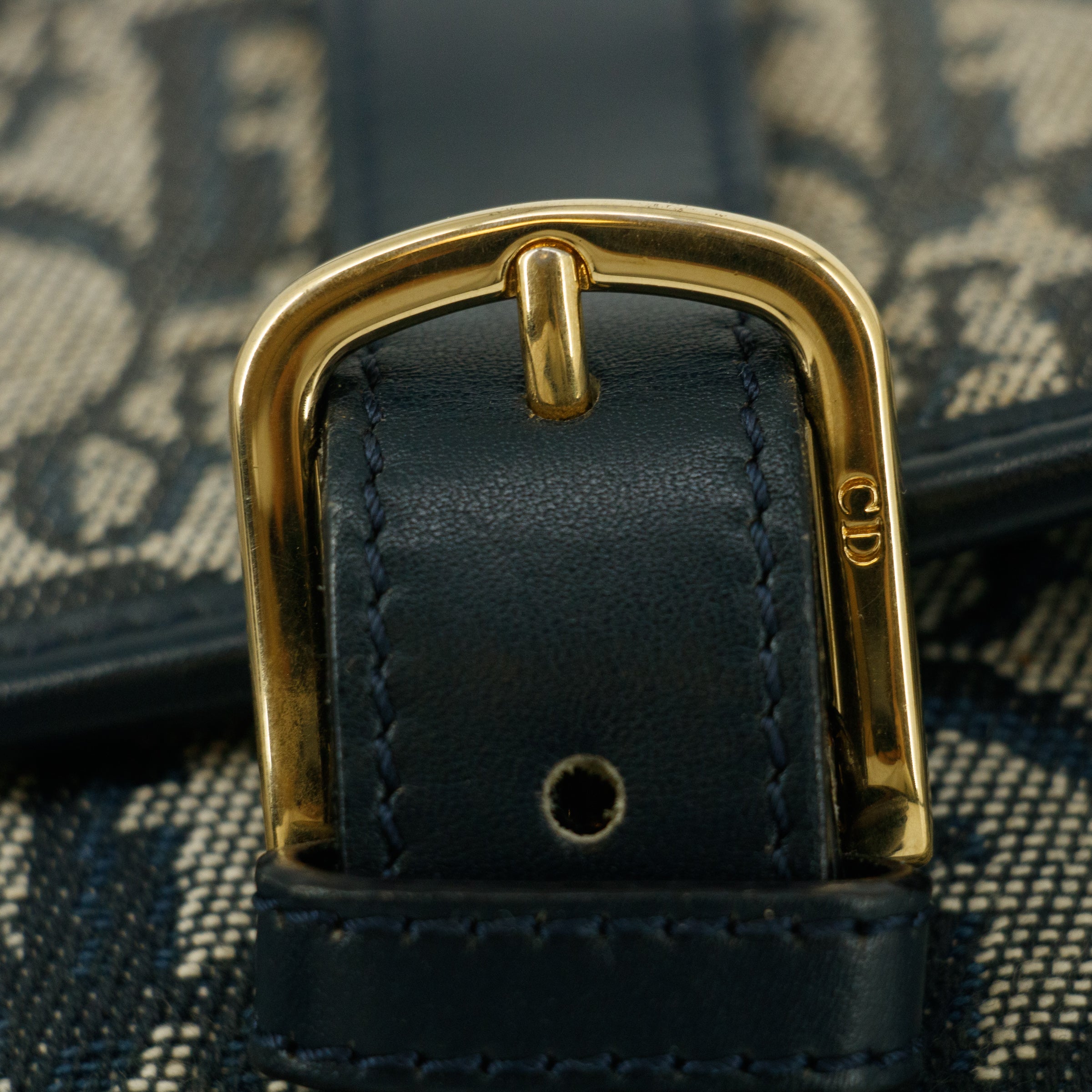 Christian Dior Blue Trotter Canvas Oblique Shoulder Bag #9241