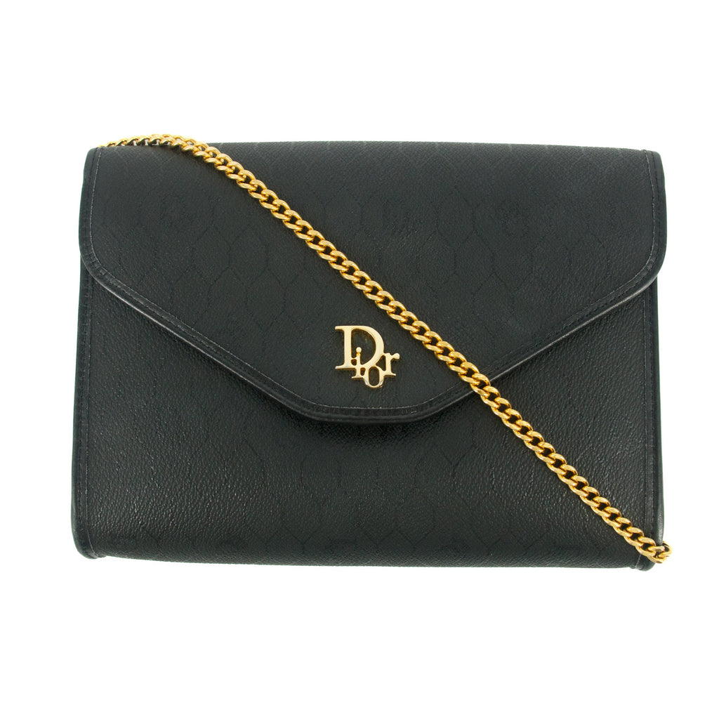 Christian Dior Black Honeycomb PVC Crossbody Bag #9257