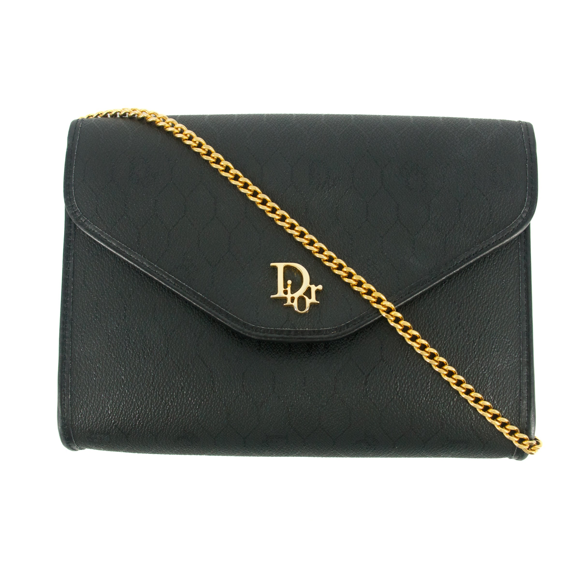 Christian Dior Black Honeycomb PVC Crossbody Bag #9257
