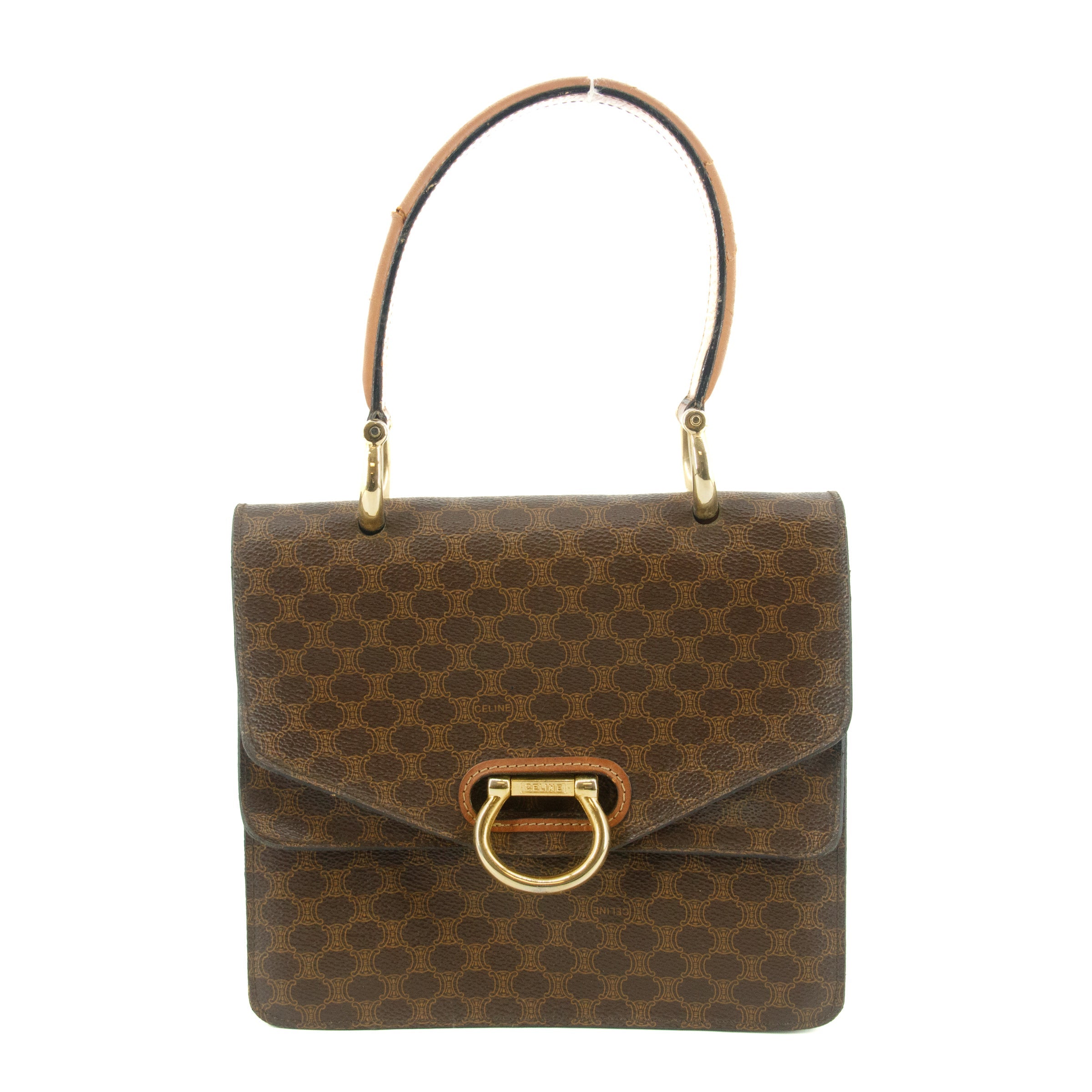 Celine Macadam Brown PVC x Leather One Handle Tote Bag #9448