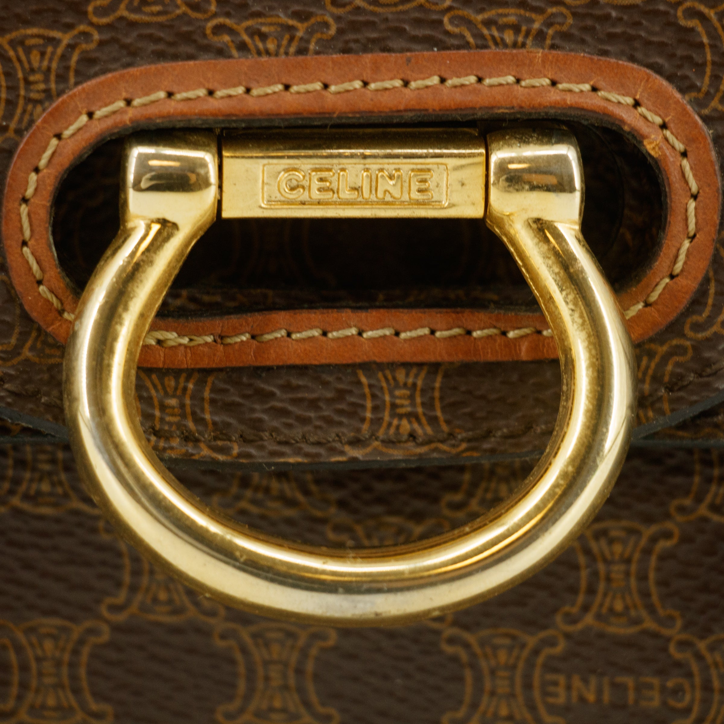 Celine Macadam Brown PVC x Leather One Handle Tote Bag #9448