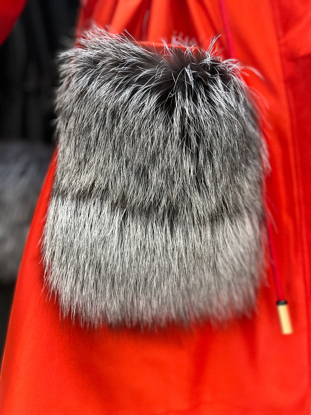 Roma Genuine Silver Fox Fur Rabbit Fur Insulated Parka in Red
