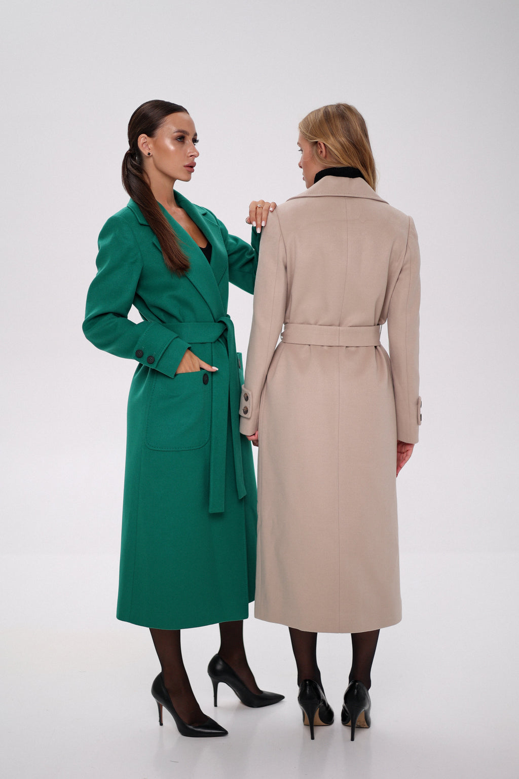 Eliza Classic Cashmere Wool Blend Overcoat in Nude