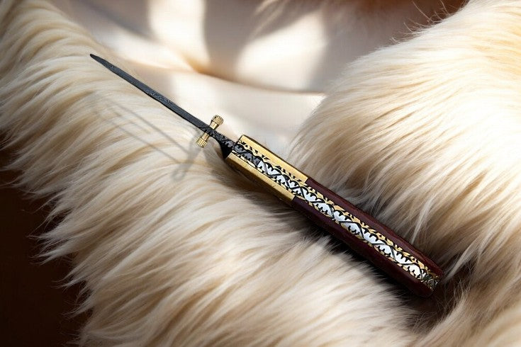 Handmade Damascus Pocket Knife with Micarta Handle