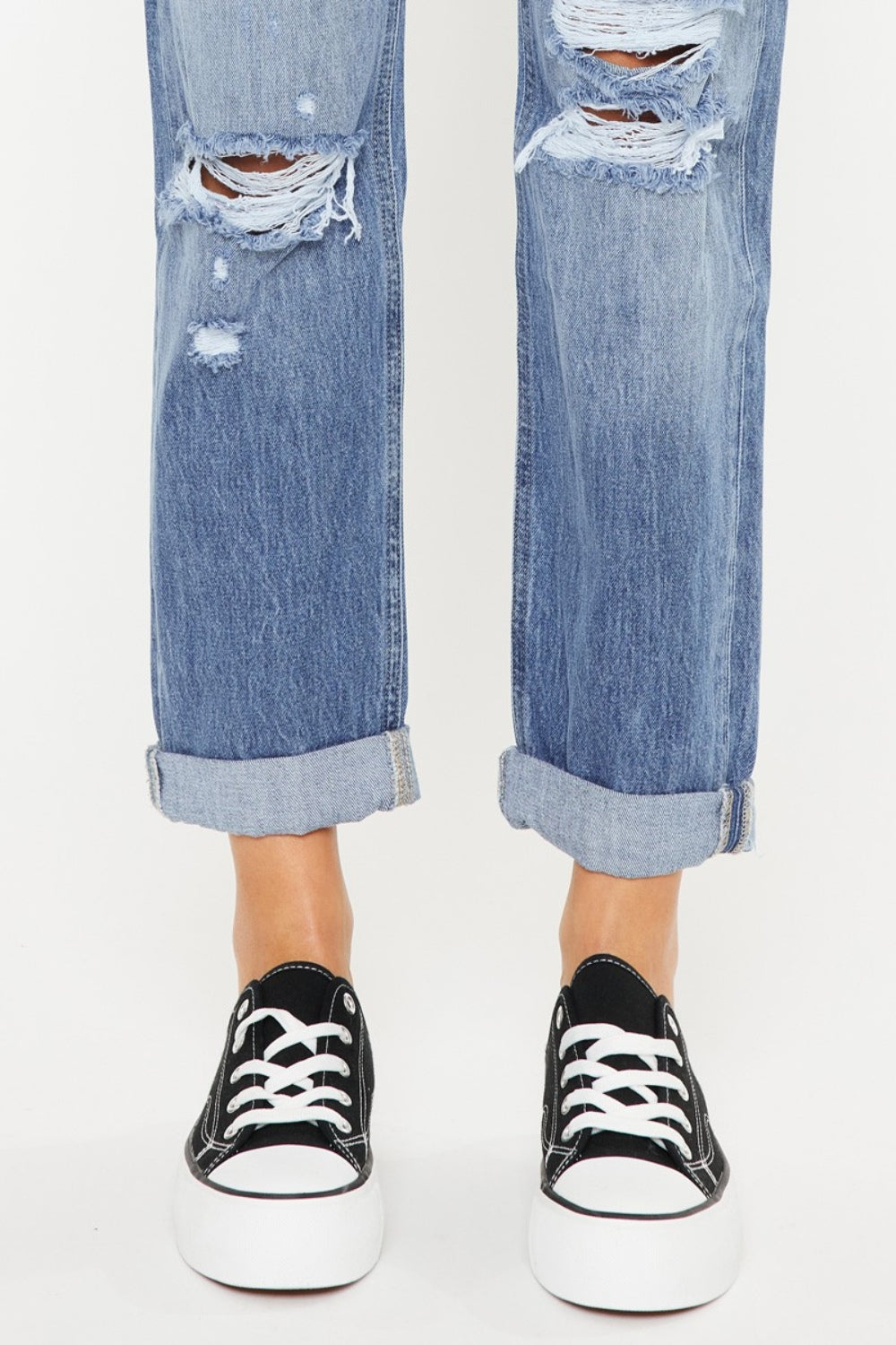 Kancan Mid Rise Distressed Straight Women Jeans