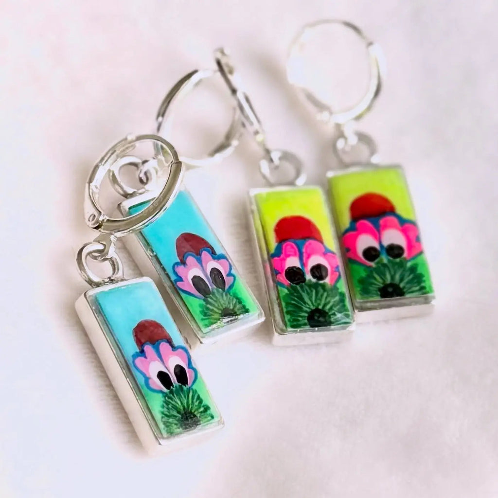 Hand-Painted Peeking Phanatic Earrings | Pretty Weird