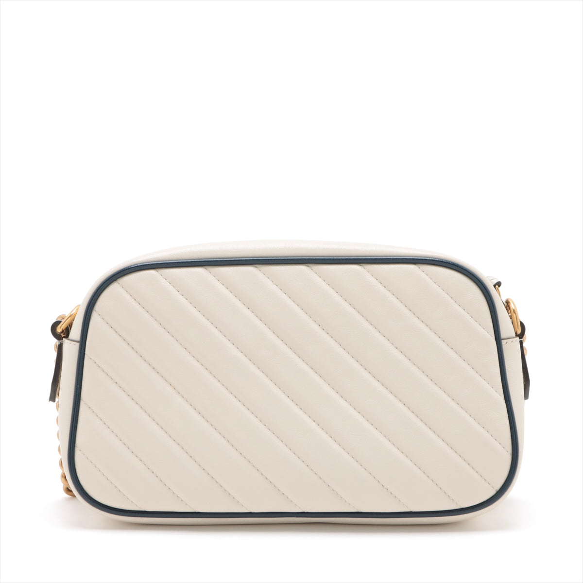 Gucci GG Marmont Small Diagonal Leather Chain Crossbody Bag White #2508