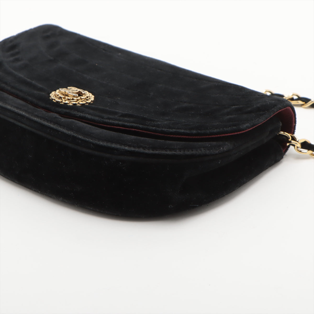 Chanel Black Suede Half Moon Coco Mark Chain Shoulder Bag #3744