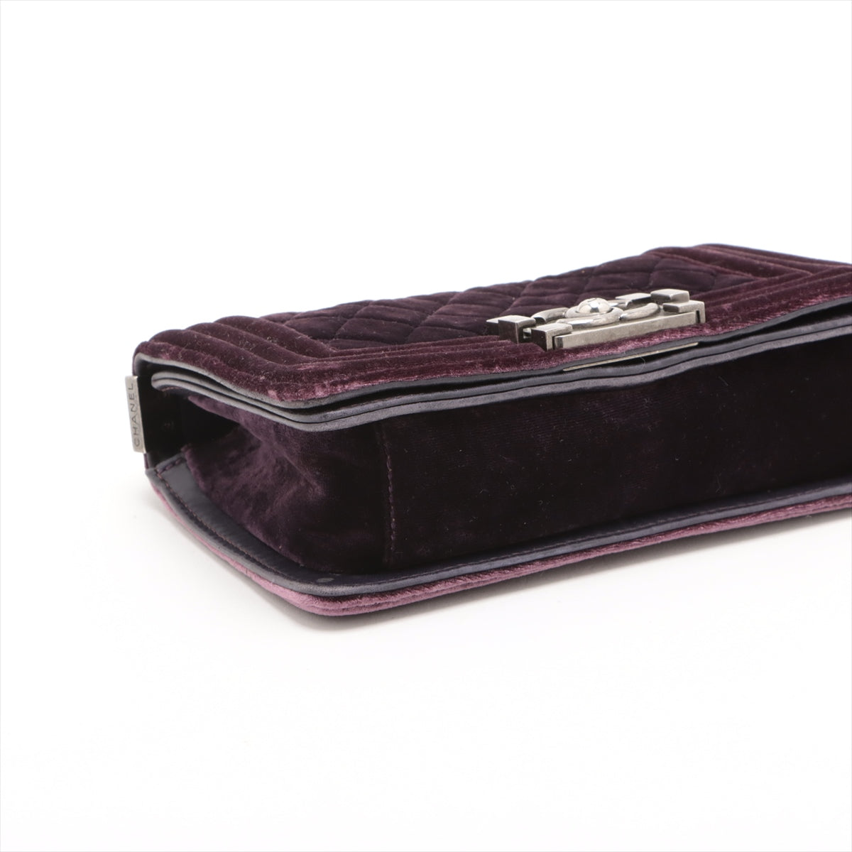 Chanel Boy 20 Small Purple Velvet Chain Shoulder Bag Purple Gunmetal Fittings 17 Series #3748