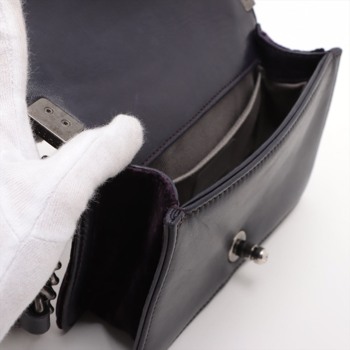 Chanel Boy 20 Small Purple Velvet Chain Shoulder Bag Purple Gunmetal Fittings 17 Series #3748