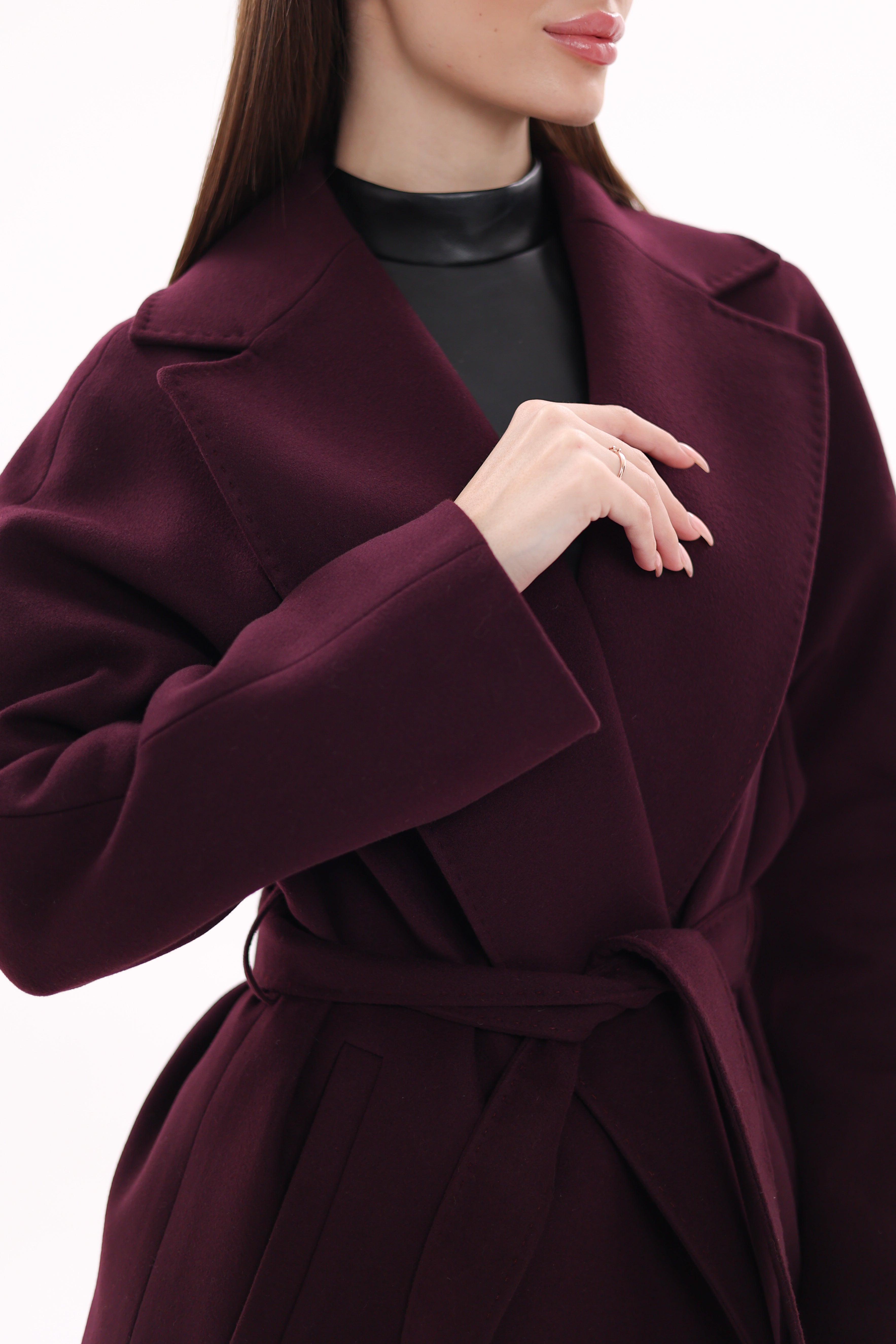 Cambridge Comfort Wraparound Wool Cashmere Coat in Royal Burgundy