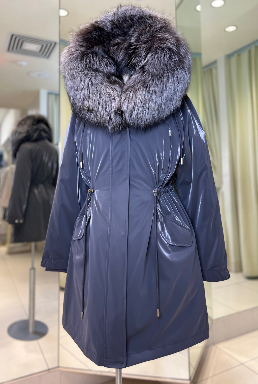 Genuine Silver Fox Fully Lined Hood Rabbit Insulated Parka