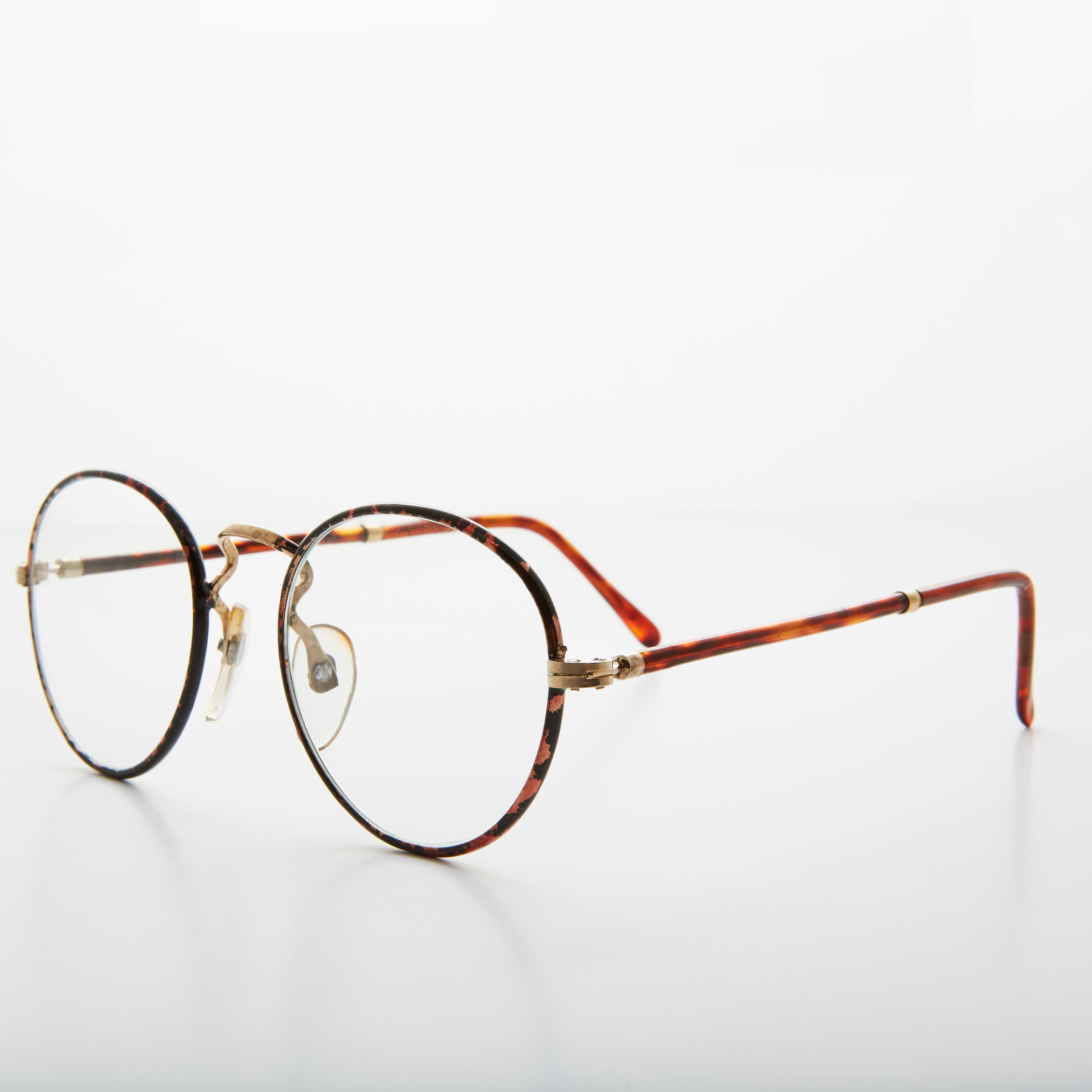 Preppy Round Clear Glass Lens Vintage Glasses - Alex