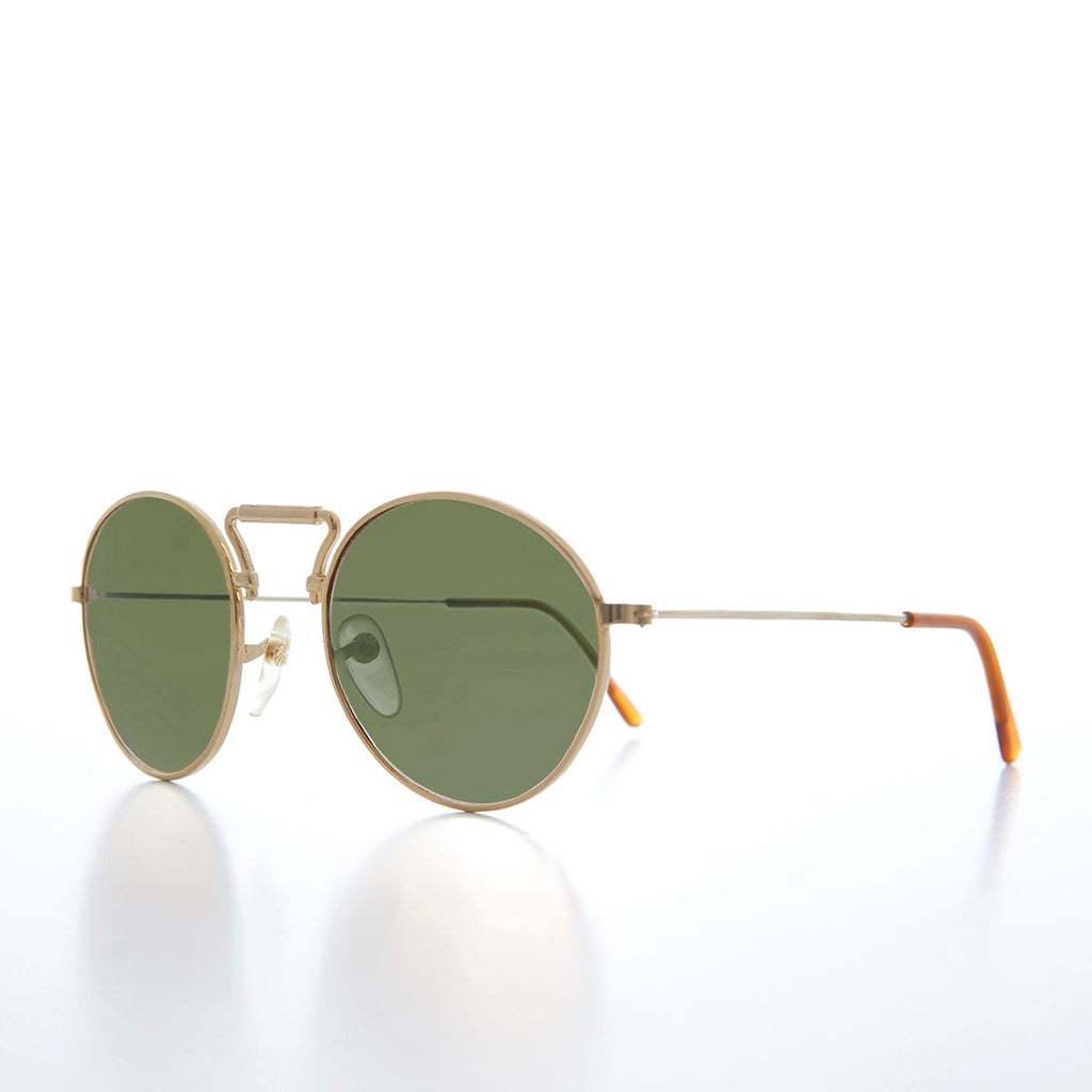 90s large Round Sunglass with Unique Bridge Design - Apache