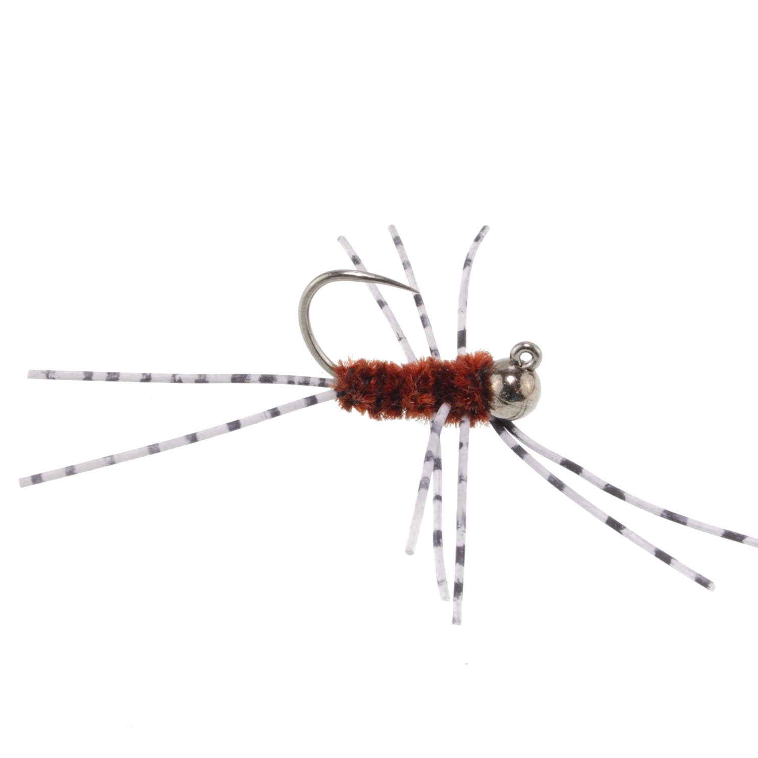 Barbless Pat's Barred Rubber Legs Tungsten Bead Jigged Brown Euro Nymph  - Set of 6 Flies Hook Size 6