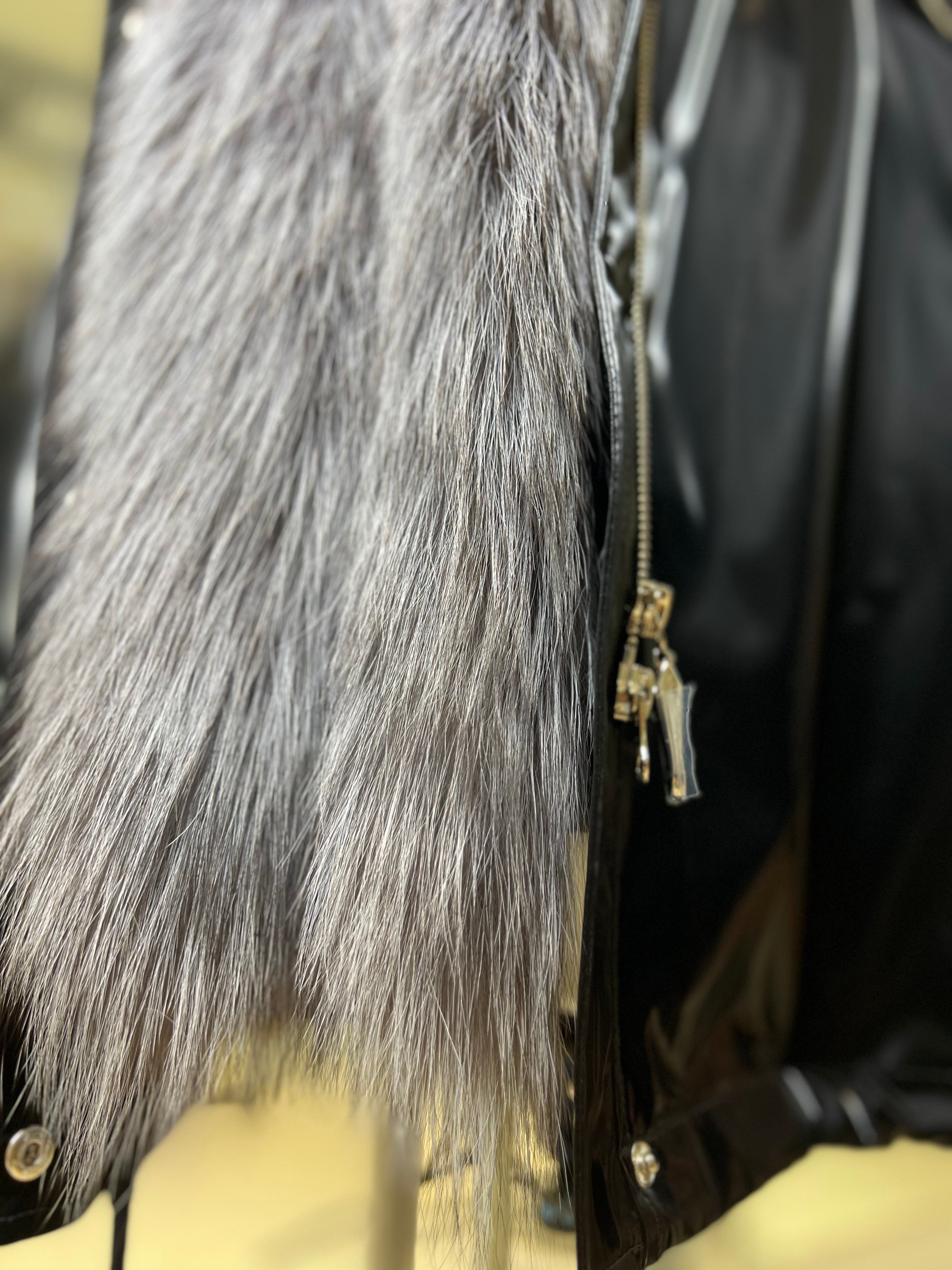 Genuine Silver Fox Fully Lined Hood Rabbit Insulated Parka