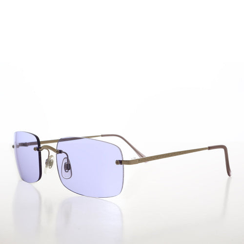 90s Simple Rectangular Rimless Sunglass - Benecia
