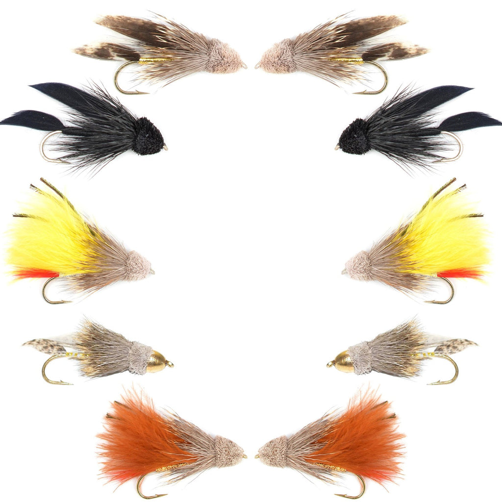Basics Collection - Muddler Minnow Streamer Assortment - 10 Wet Flies - 5 Patterns - Hook Sizes 4 and 6