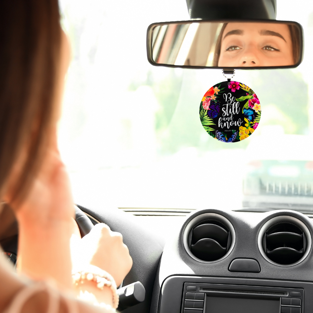 Be Still Round Key Chain, Rearview Mirror Ornament