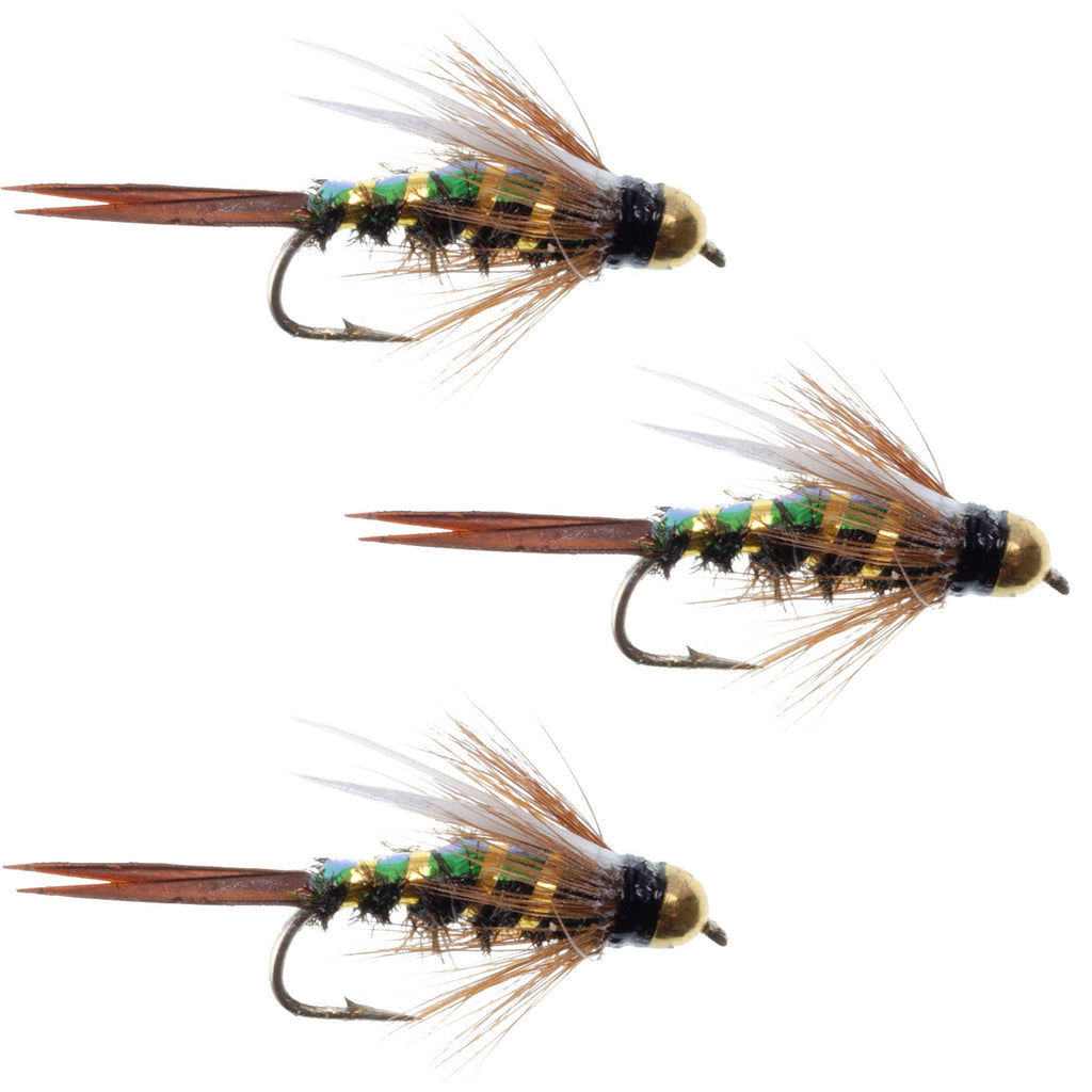 3 Pack Flash Back Tungsten Bead Head Prince Nymph Fly Fishing Flies - Hook Size 18