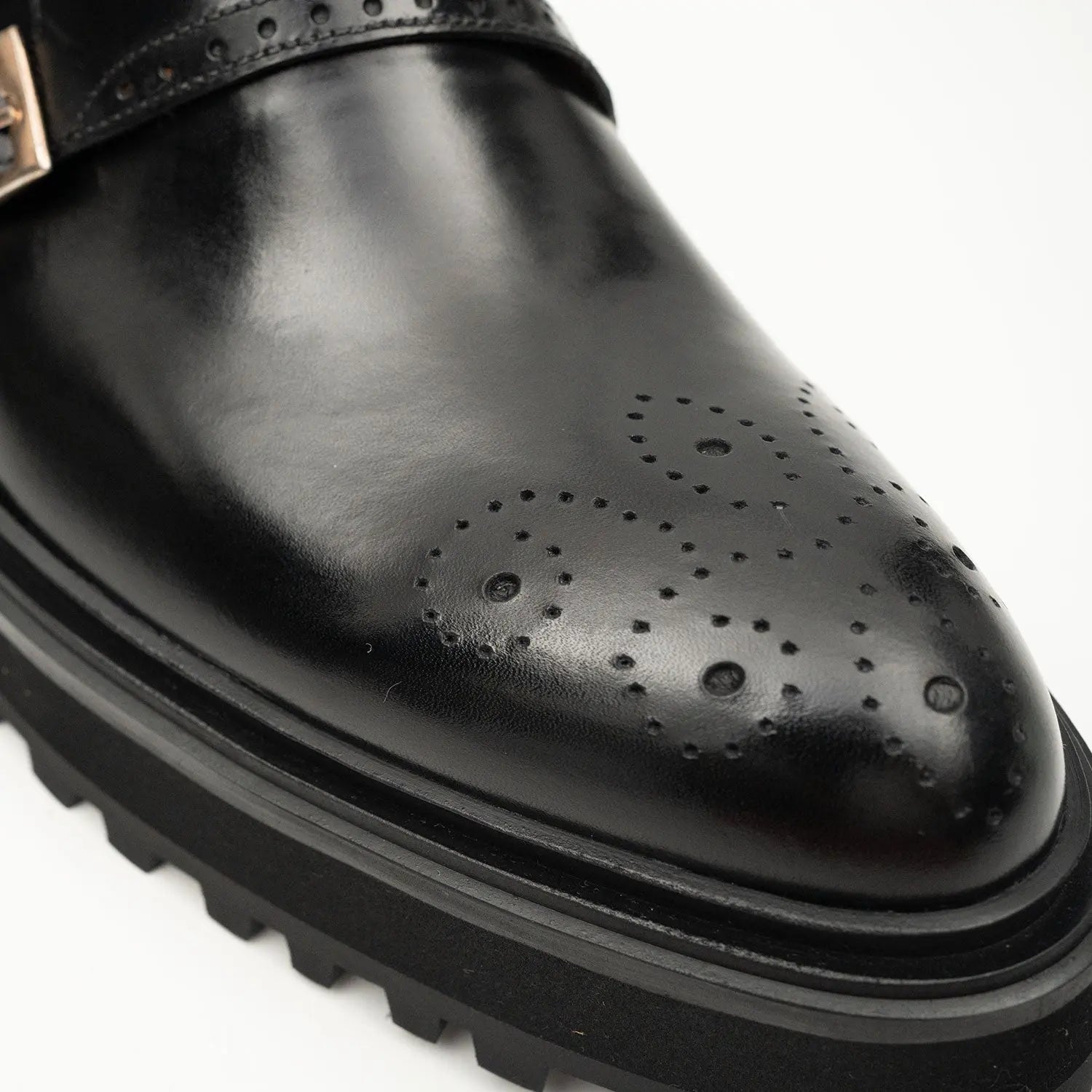 Black Dual-Buckle Chunky Sole Brogues