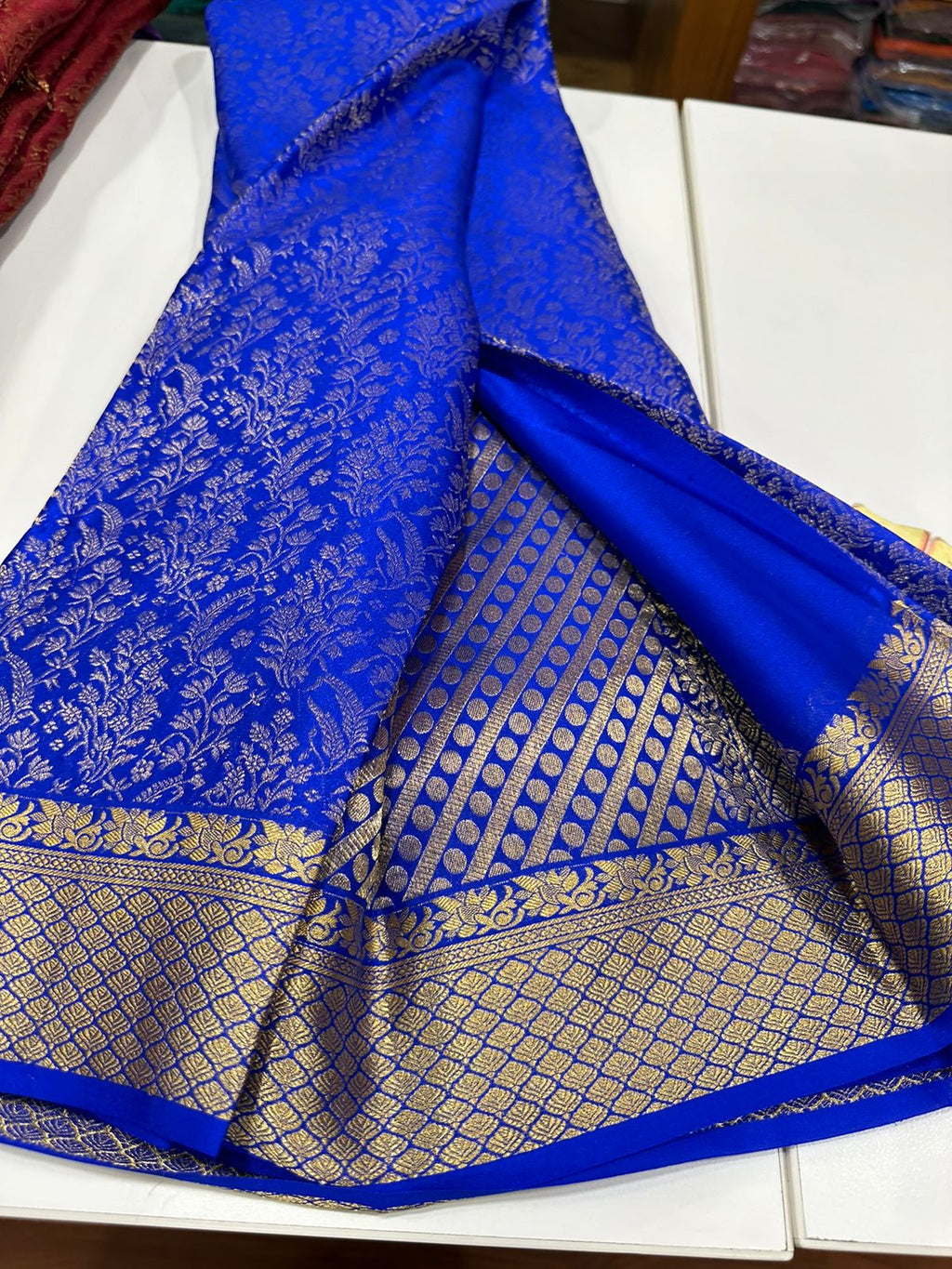 120grm Pure Brocade Fabric Mysore Silk Saree