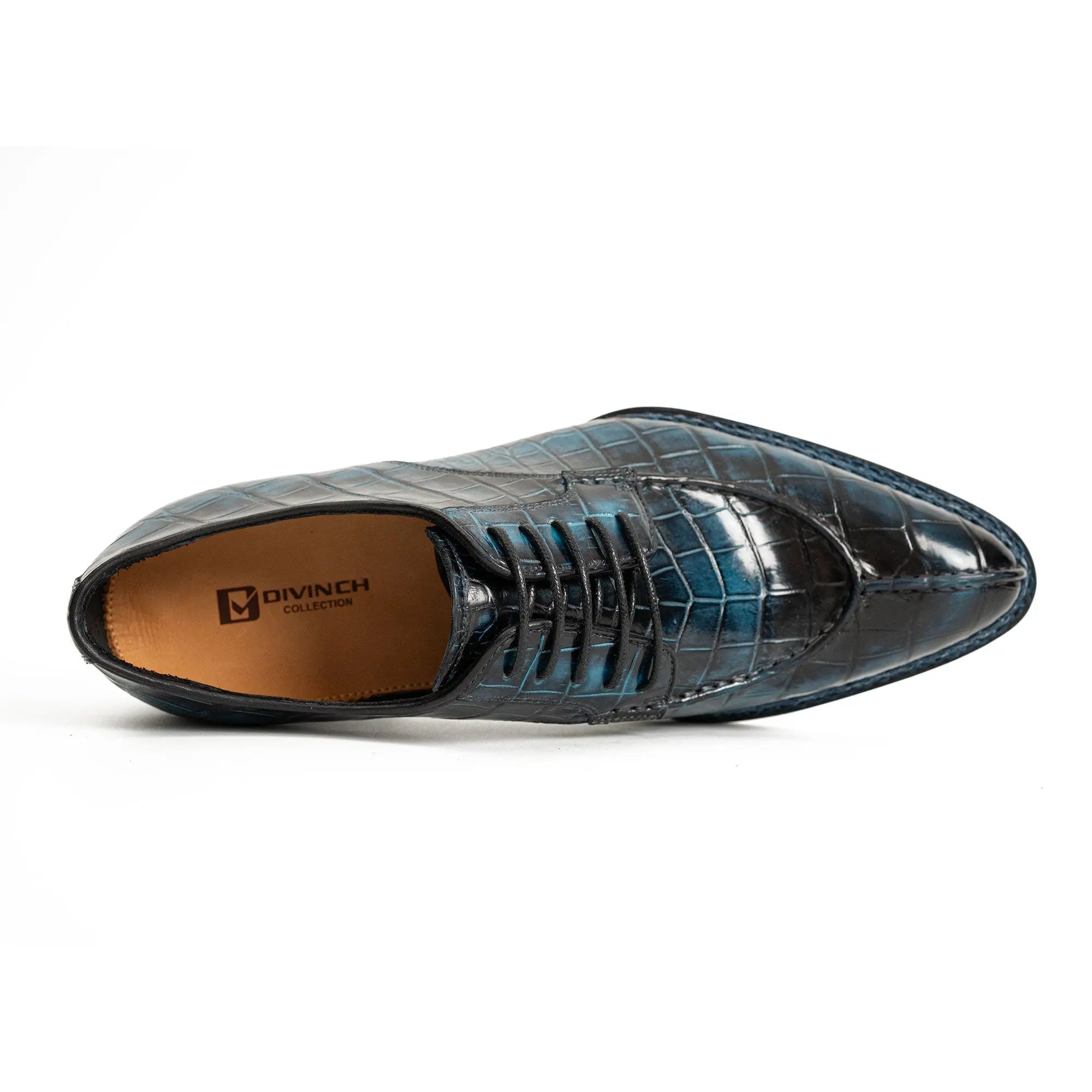 Blue Patina Crocodile Norwegian Oxford 8002