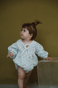 Blue Leaf Tie-Front Romper