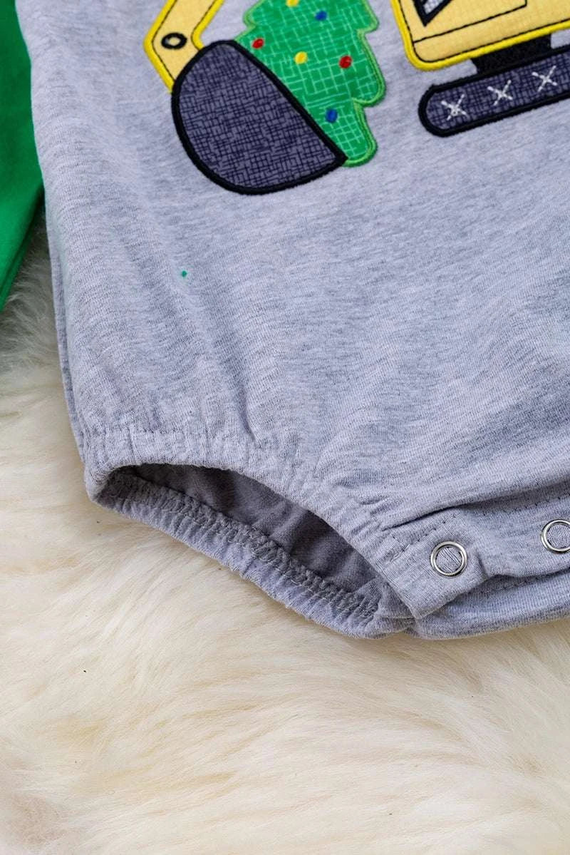 Construction Christmas Tree Boy Onesie