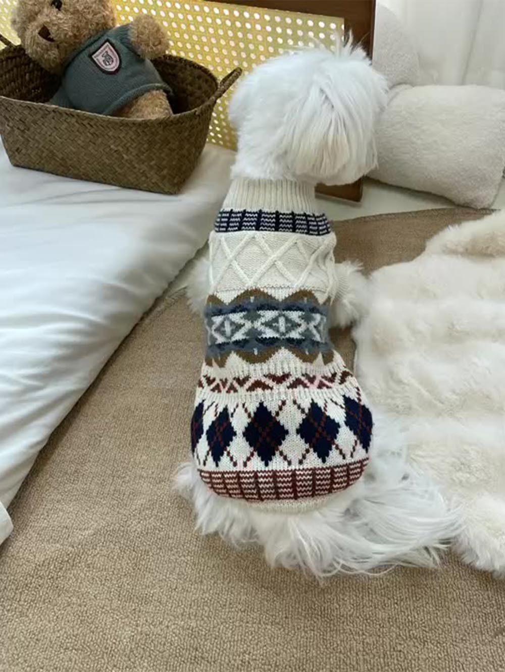 British Retro Argyle Fair Isle Sweater for Pet | NCS