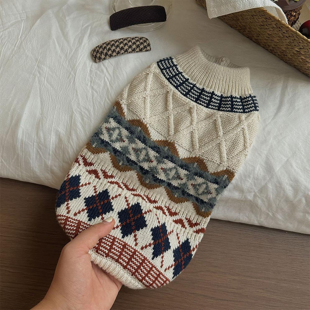 British Retro Argyle Fair Isle Sweater for Pet | NCS