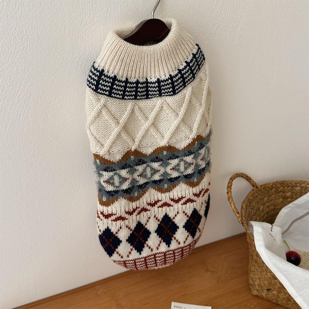 British Retro Argyle Fair Isle Sweater for Pet | NCS