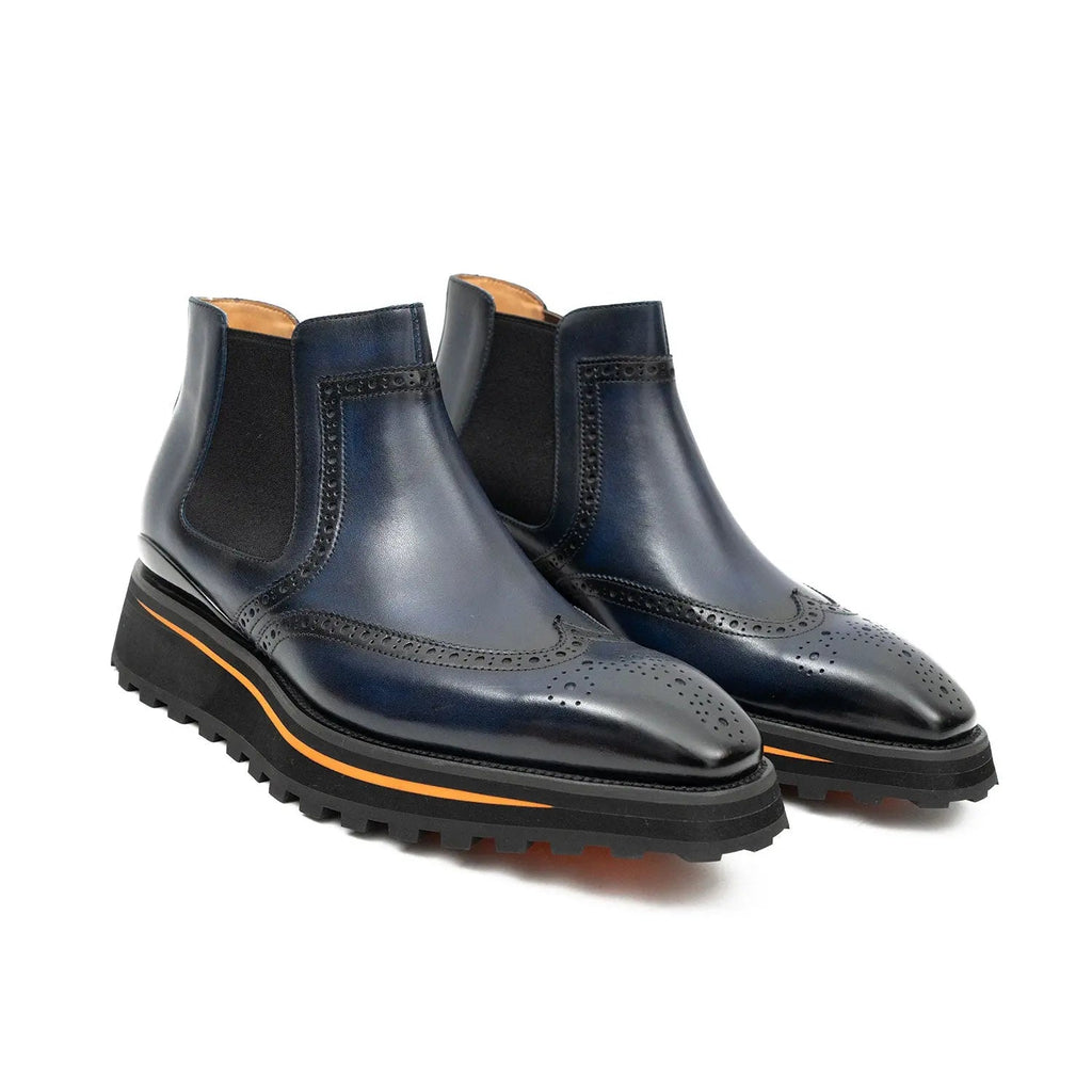 Brogue Thick-Soled Chelsea Boot 2891 Blue