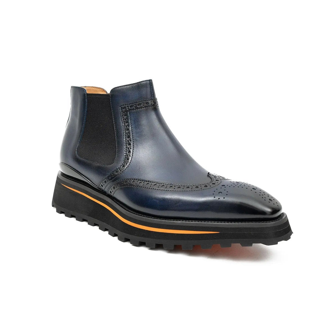 Brogue Thick-Soled Chelsea Boot 2891 Blue