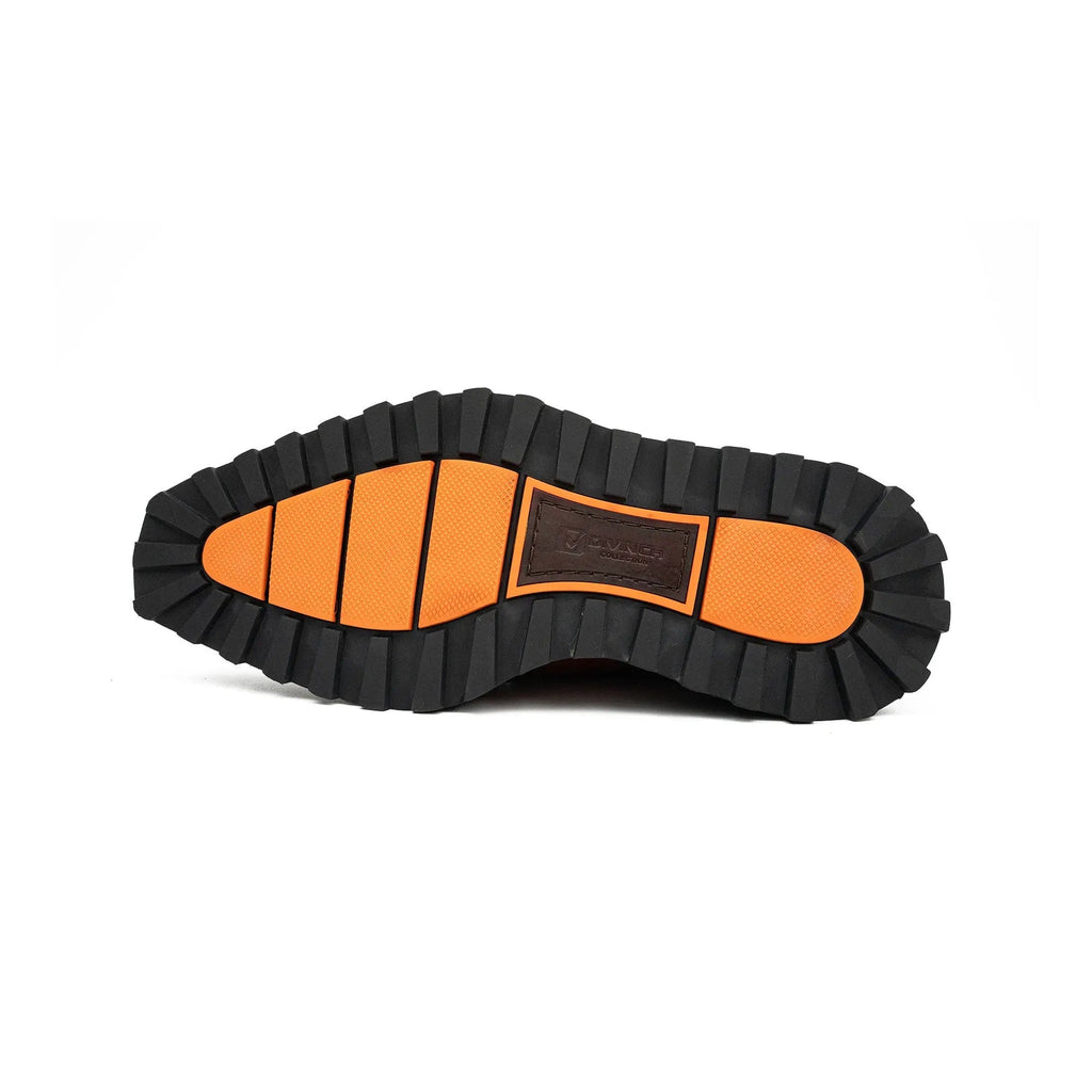 Brown Brogue Monk Shoes With Chunky Sole