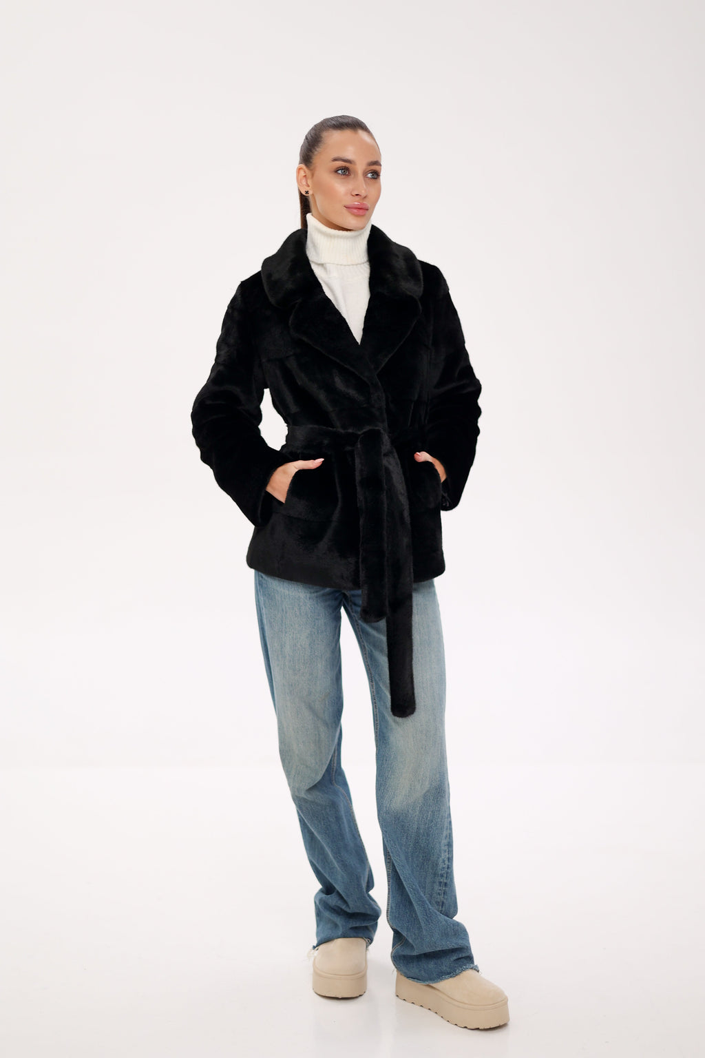 Faux Mink Effect Fur Coat