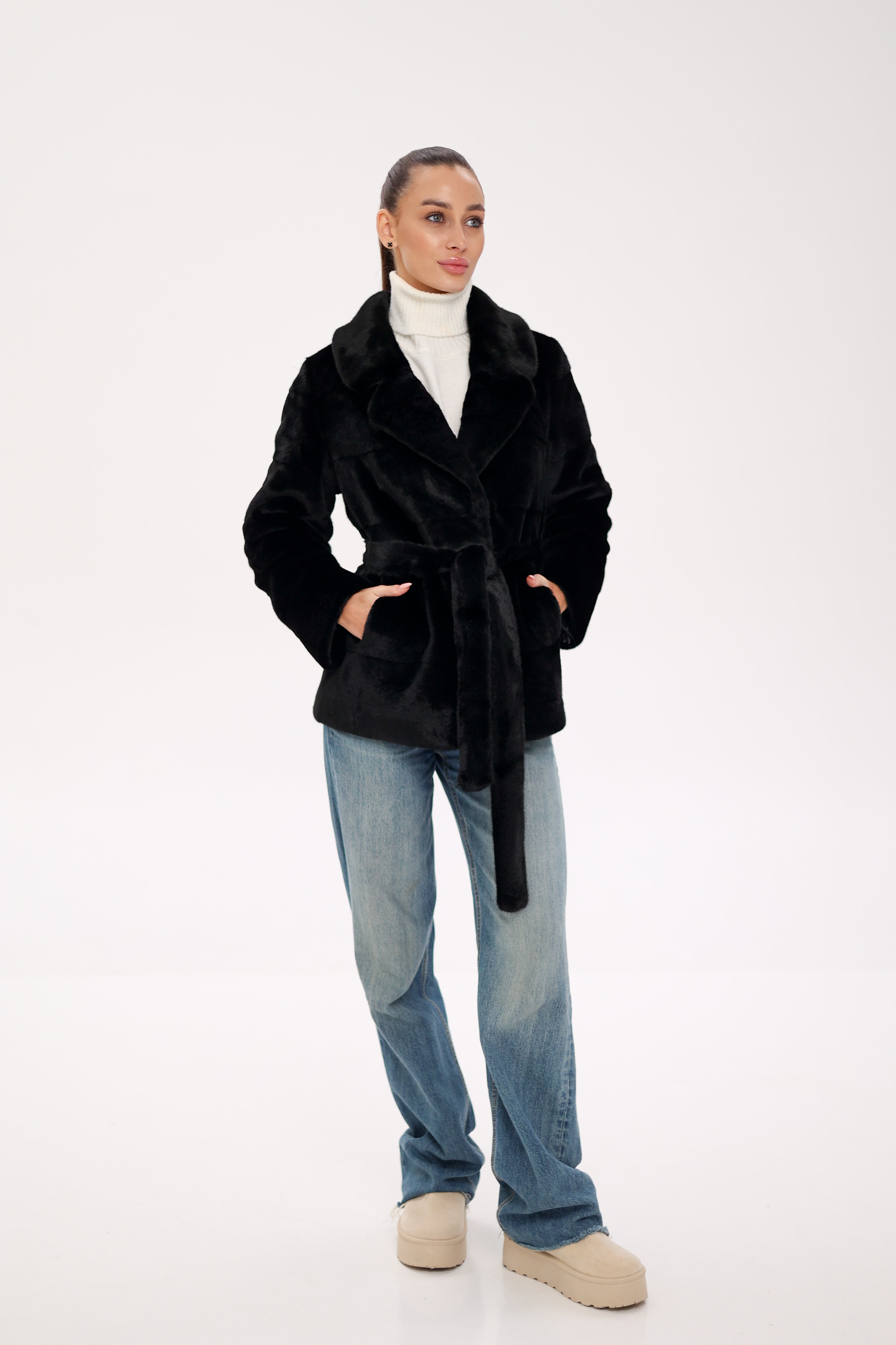 Faux Mink Effect Fur Coat