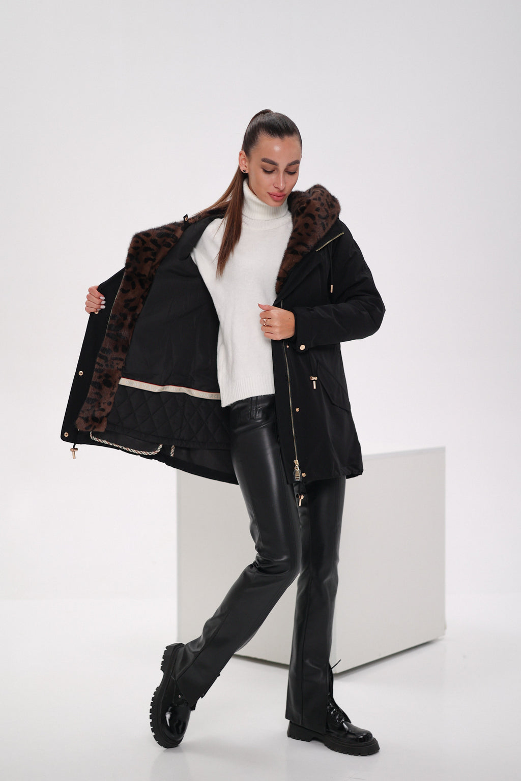Genuine Scandinavian Mink Fur Parka with Rabbit Fur Insulation