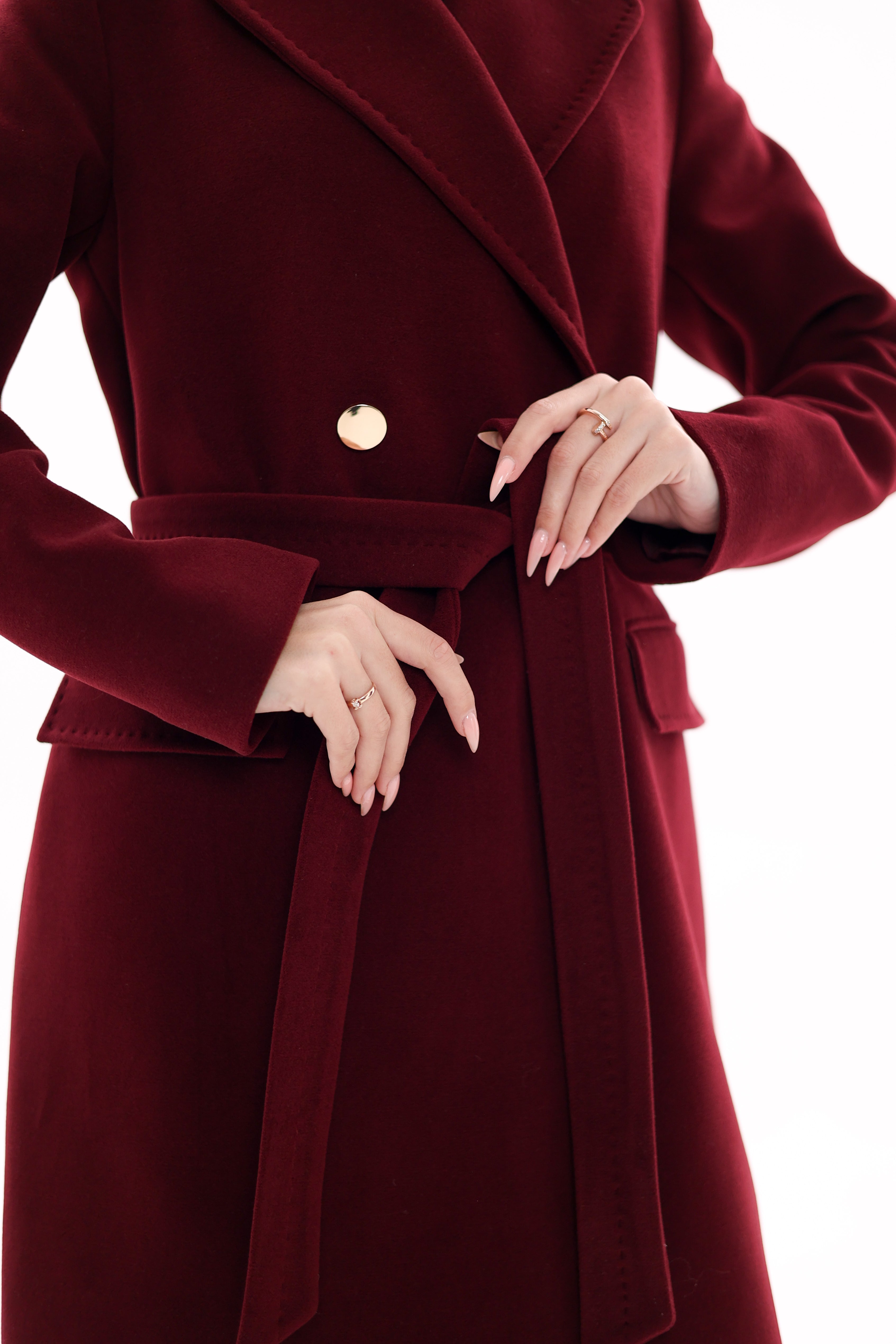 Denise Cashmere Blend Overcoat in Bordeaux