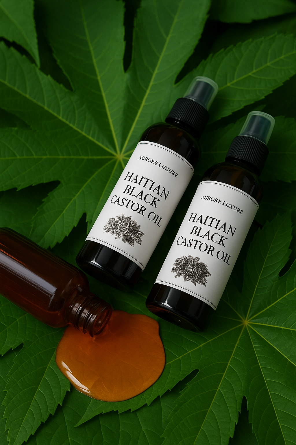 Huile de Ricin Noire Haïtienne – Lwil Maskriti, 100 % Pure, Cheveux & Peau”.