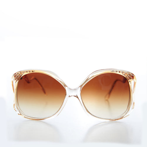 80s Oversized Sunglasses with Rhinestones - Carmine
