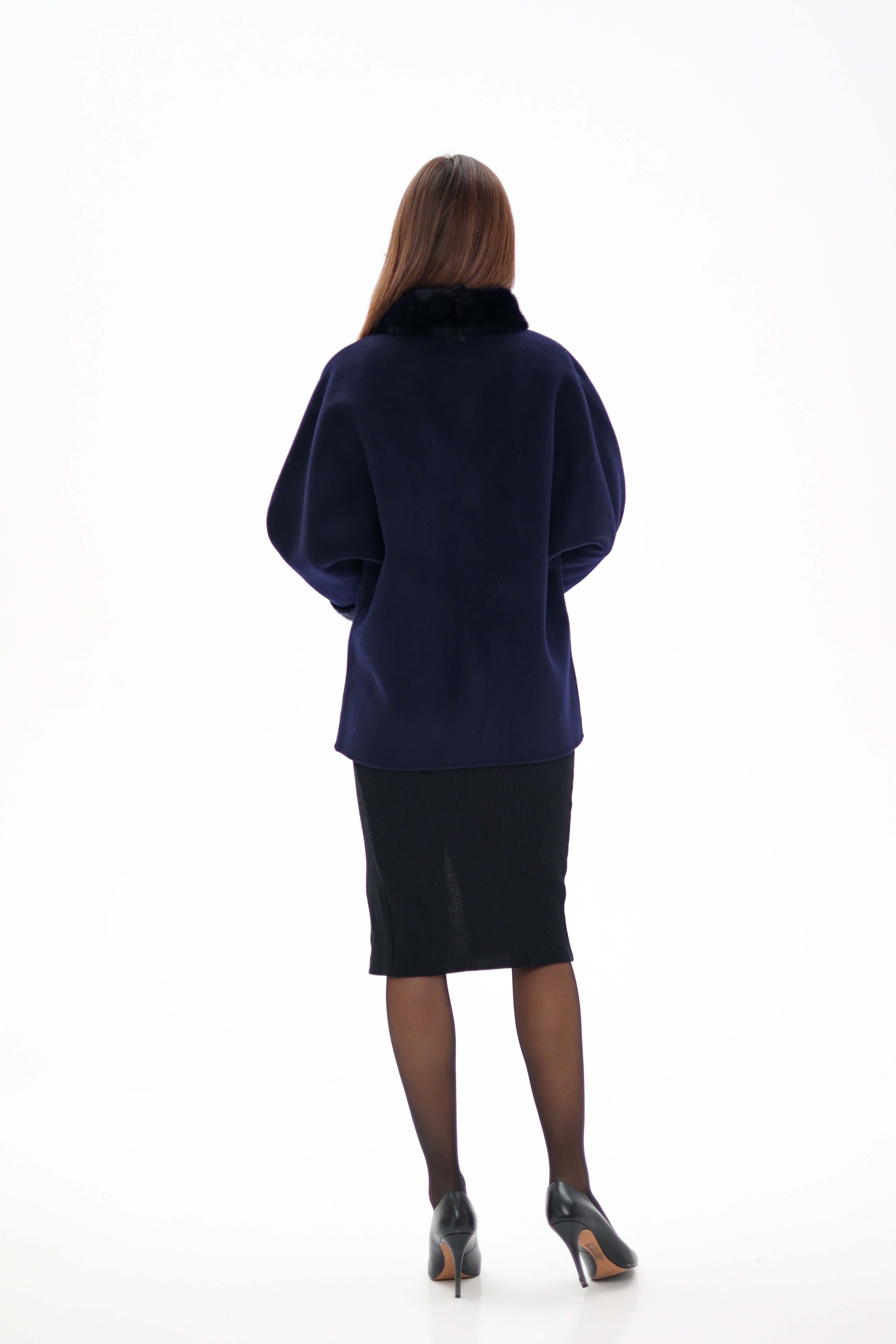 Genuine Mink Fur Virgin Wool Coat