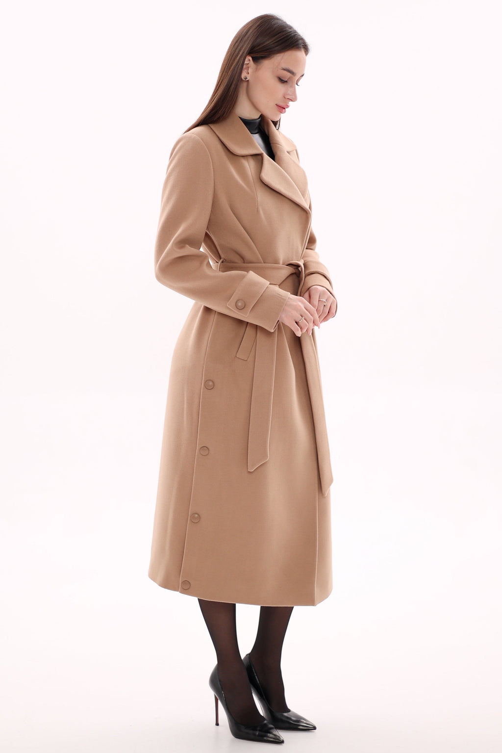 Camille Cashmere Blend Coat in Camel